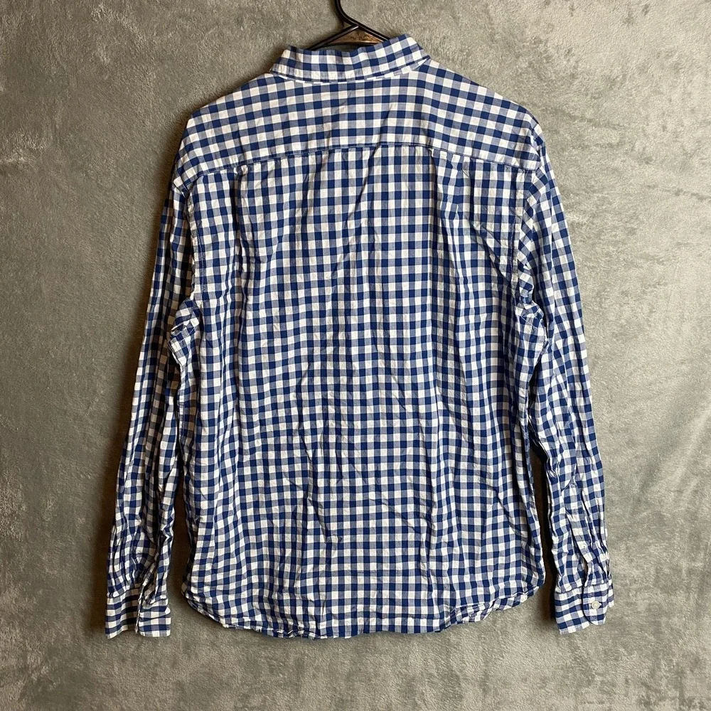 Old Navy Mens Large Classic Shirt Blue Plaid Regular Fit